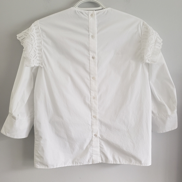 Sandro Guipure Lace Trim Cotton Top - Picture 6 of 9